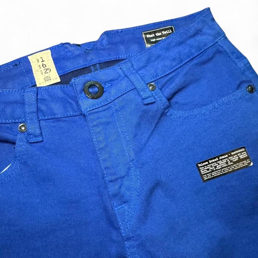 NWT Volcom Women’s Mid-Rise What The Twill Flare Denim Royal Blue Jeans — Size 1 - Picture 4 of 8